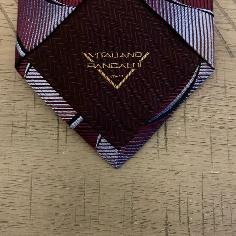 Men's Burgundy and Silver Tie